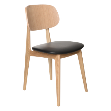 MARIA | Bistro Chair | Backrest: Wood | Seat: Leather | Oak