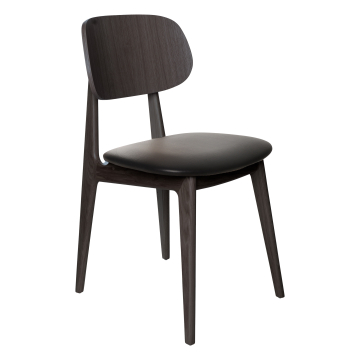MARIA | Chaise de Bistro | Dossier : Bois | Assise : Cuir | Noir
