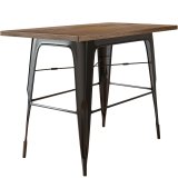 CALIFORNIA | Tavolo Alto in Stile Tolix | L:P:A 120 x 60 x 106 cm | Wenge & Nero | Rettangolare