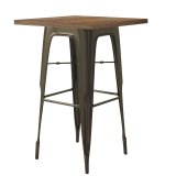 CALIFORNIA | Tavolo Alto in stile Tolix | L:P:A 60 x 60 x 106 cm | Wenge & Ruggine | Quadrato