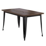 CALIFORNIE | Table de style Tolix | L:P:H 120 x 60 x 78 cm | Wenge & Noir | Rectangulaire