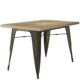 CALIFORNIA | Table de style Tolix | LxPxH 120 x 60 x 78 cm | Chêne & Rouille | Rectangle