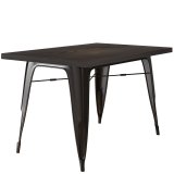 CALIFORNIA | Table de style Tolix | l:P:H 120 x 70 x 78 cm | Wenge & Noir | Rectangulaire