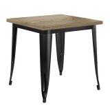 CALIFORNIA | Mesa estilo Tolix | L:An:A 60 x 60 x 78 cm | Roble y Negro | Cuadrada