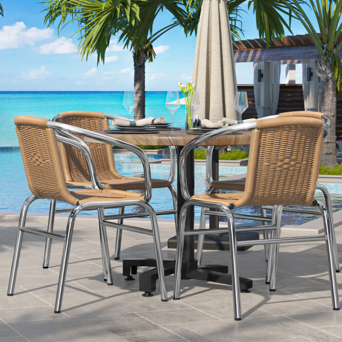 CAPRI | Bistro Rattanstuhl | Beige | Stapelbar
