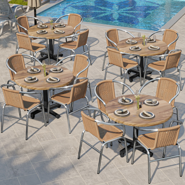 CAPRI | Bistro Rattanstuhl | Beige | Stapelbar