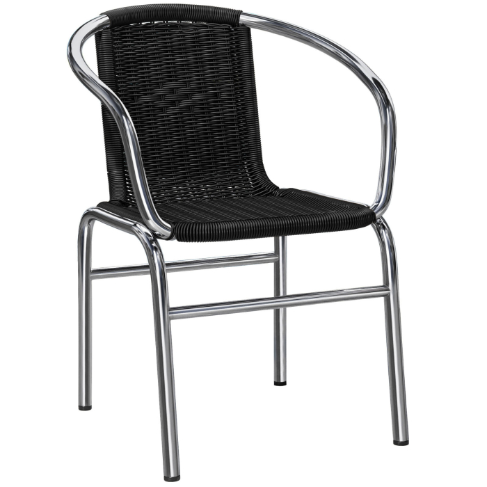 CAPRI | Silla ratán bistro | Negra | Apilable