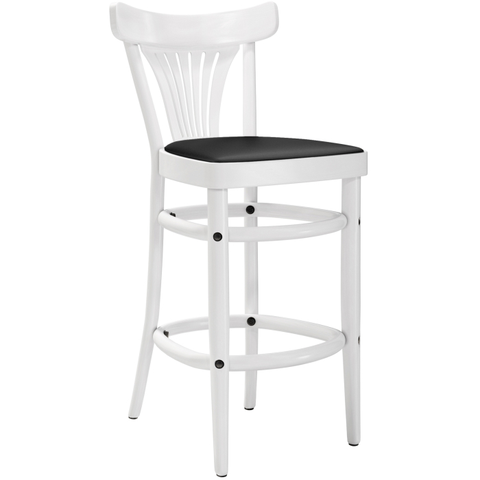 CABRIS | Sgabello in legno curvato | Legno / Pelle | Bianco