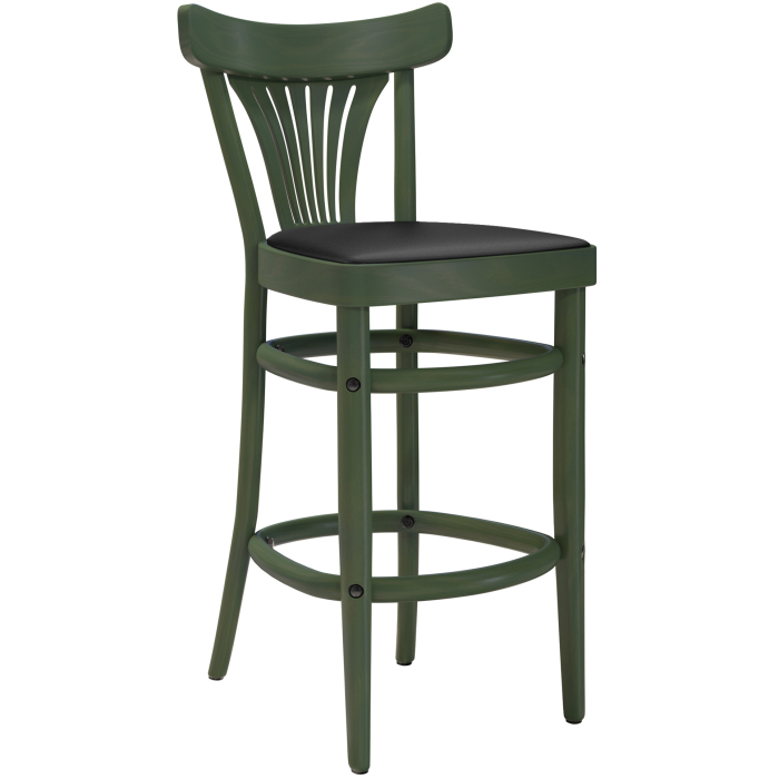 CABRIS | Bentwood Bar Stool | Wood / Leather | Olive Green | Bentwood