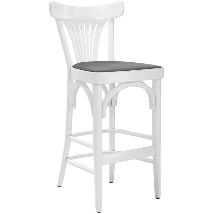 Cabris | Tabouret de bar en bois courbé | Bois / Velours | Blanc / Gris | Bois courbé