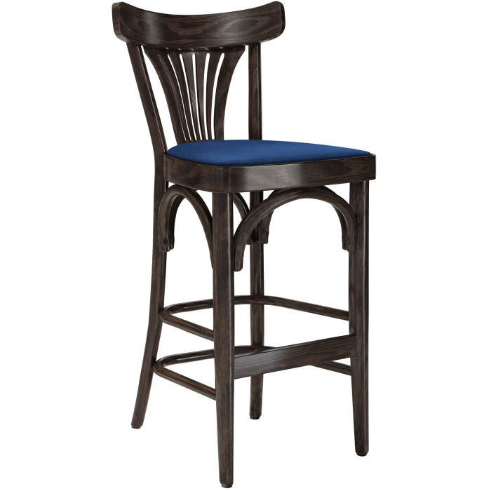 Cabris | Sgabello Barhocker in Legno | Legno / Velluto | Wengé / Blu | Legno Curvato