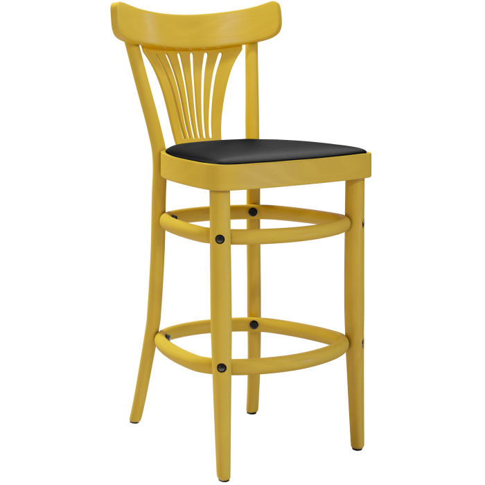 CABRIS | Bentwood Bar Stool | Wood / Leather | Yellow | Bentwood