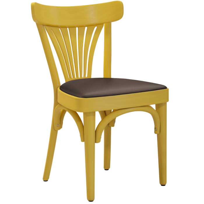 Cabris | Silla de madera curvada | Madera / Cuero | Amarillo / Marrón | Madera curvada