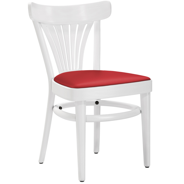 CABRIS | Silla de madera curvada | Madera / Cuero Rojo | Blanco | Madera curvada