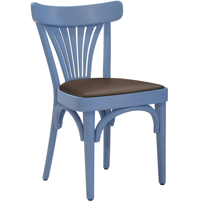 Cabris | Sedia in legno curvato | Legno / Pelle | Blu / Marrone | Legno curvato