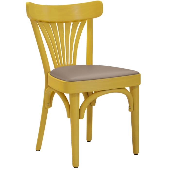 Cabris | Sedia in legno curvato | Legno / Pelle | Giallo / Taupe | Legno curvato