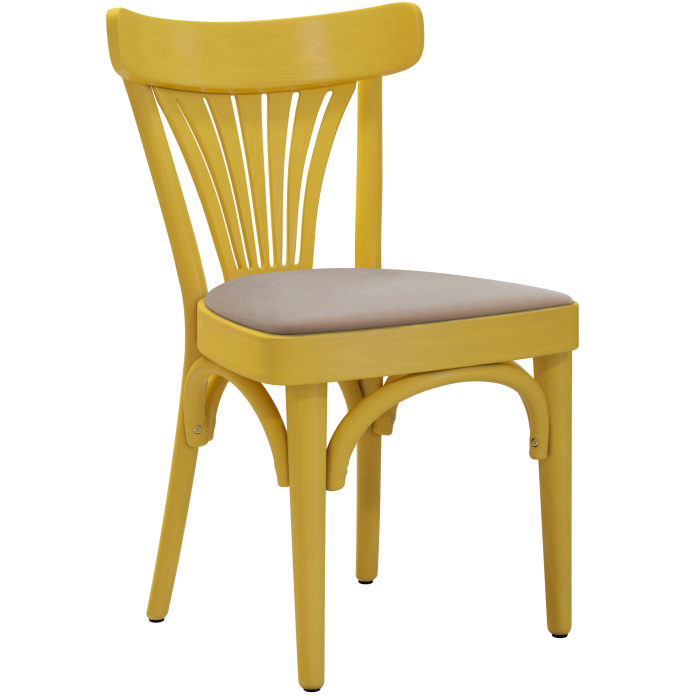 Cabris | Sedia in legno curvato | Legno / Velluto | Giallo / Taupe | Legno curvato