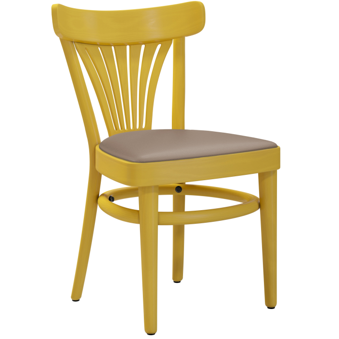 CABRIS | Chaise en hêtre courbé | Bois / Cuir Taupe | Jaune | Hêtre courbé