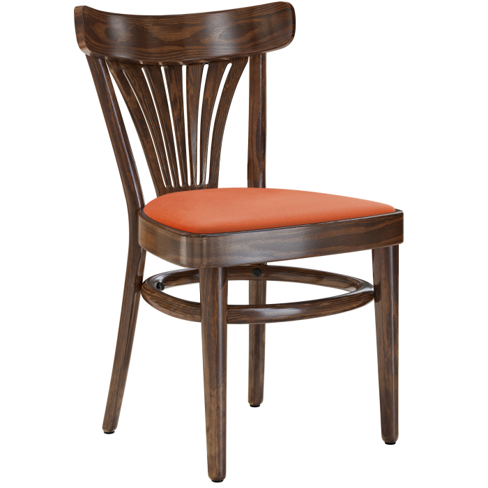 CABRIS | Silla de madera curvada | Madera / Terciopelo Naranja | Nuez | Madera curvada