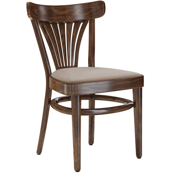 CABRIS | Bugholzstoel | Hout / Fluweel Taupe | Notenhout | Bugholz