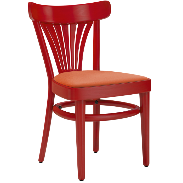 CABRIS | Sedia in faggio | Legno / Velluto Arancione | Rosso | Faggio