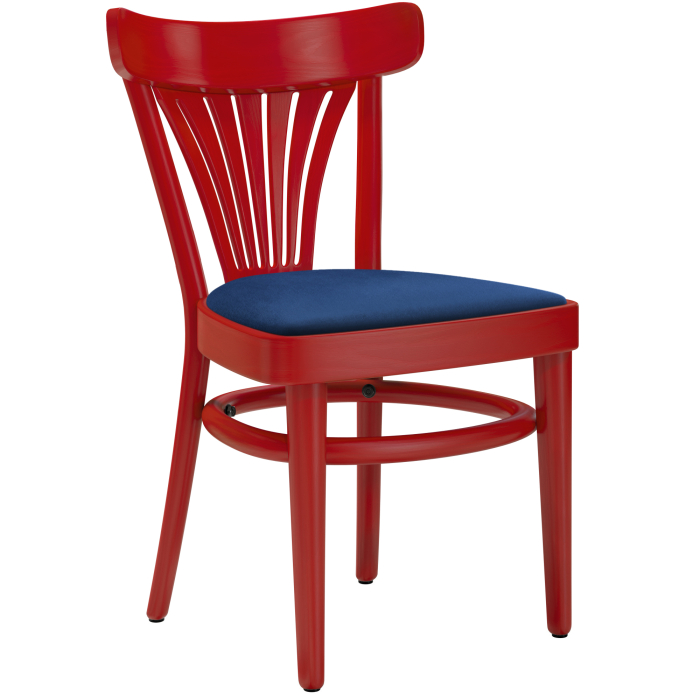 CABRIS | Bugholzstuhl | Holz / Samt Blau | Rot | Bugholz