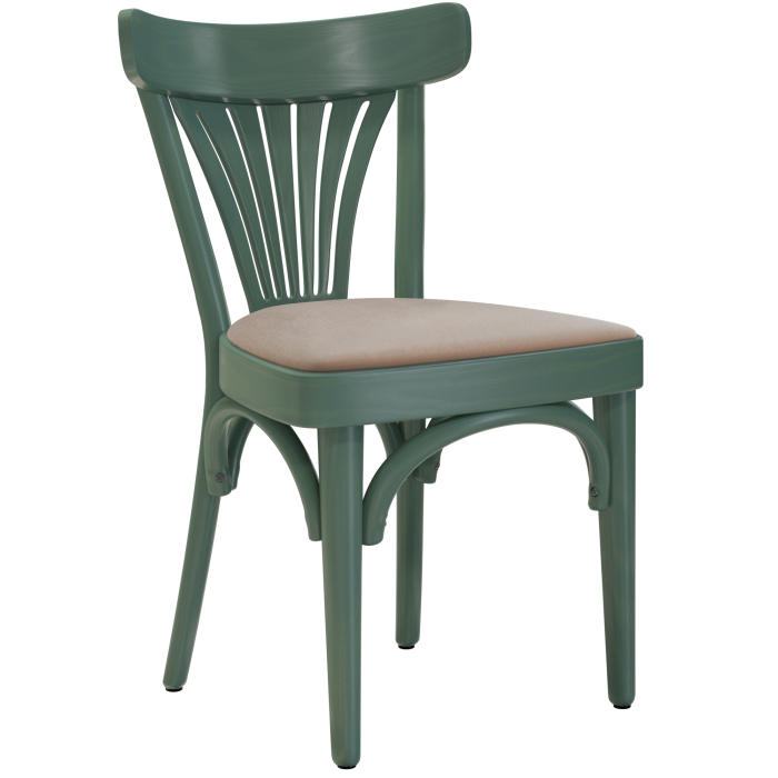 Cabris | Chaise en bois courbé | Bois / Velours | Vert / Taupe | Bois courbé