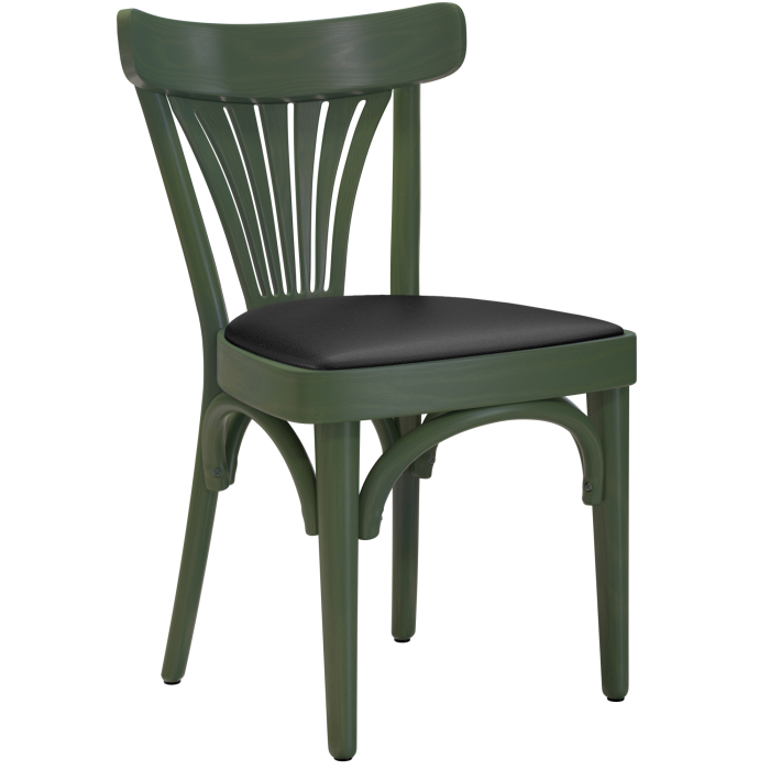 Cabris | Chaise en bois courbé | Bois / Cuir | Vert olive | Bois courbé