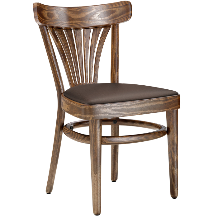 CABRIS | Chaise en bois cintré | Bois / Cuir Marron | Vintage Vieille Patine | Bois Cintré