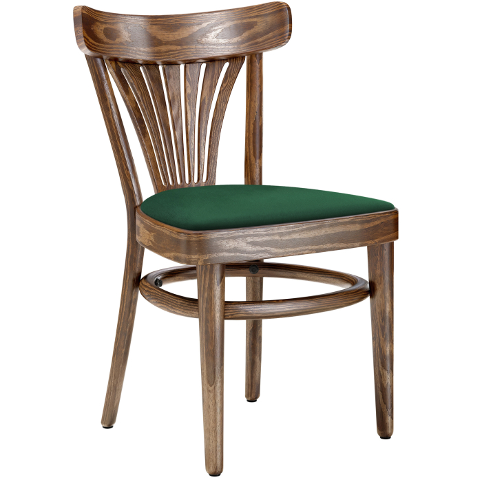 CABRIS | Chaise en bois courbé | Bois / Velours vert | Patine vintage ancienne | Bois courbé