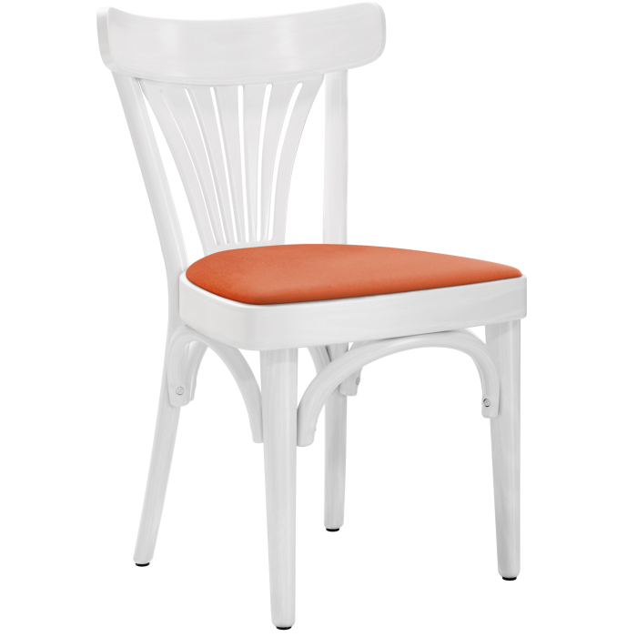 Cabris | Sedia in legno curvo | Legno / Velluto | Bianco / Arancione | Legno curvo