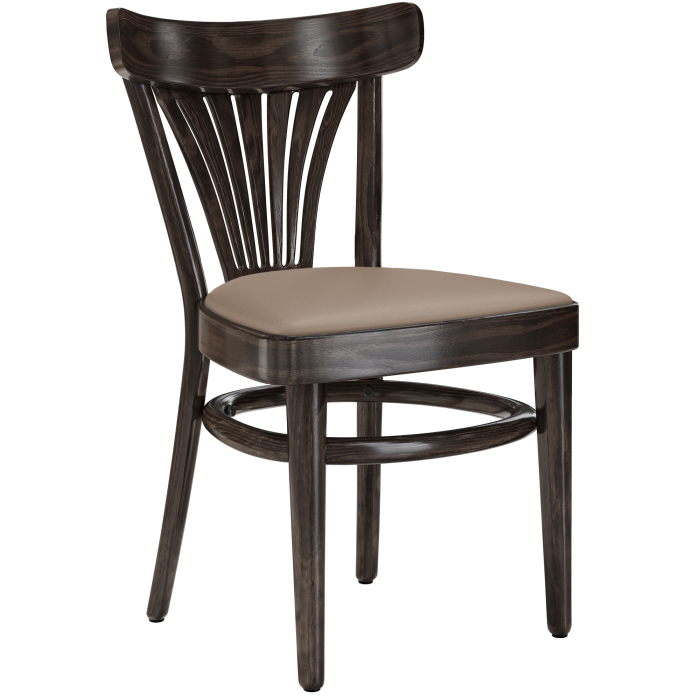 CABRIS | Chaise en bois courbé | Bois / Cuir Taupe | Wenge | Bois courbé