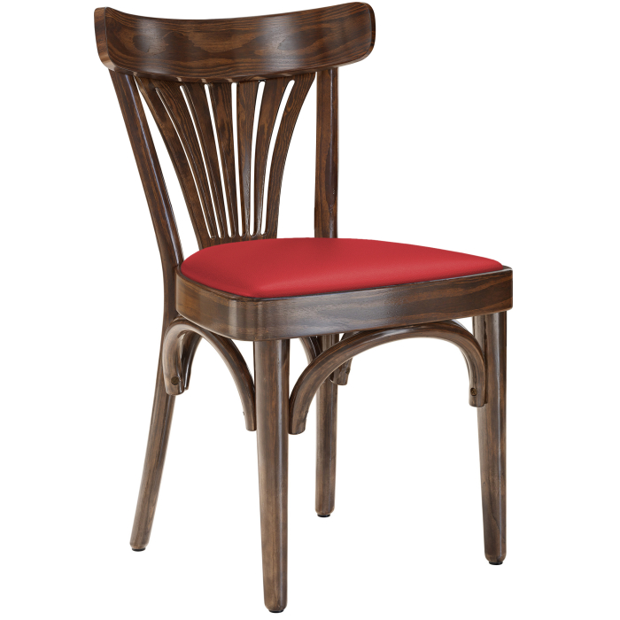 Cabris | Bugholzstuhl | Holz / Leder | Walnuß / Rot | Bugholz