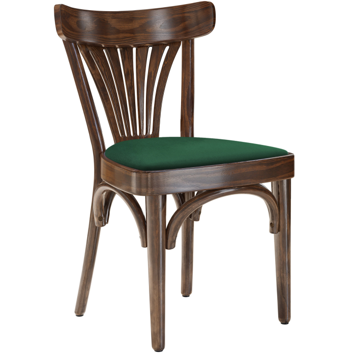 Cabris | Bugholzstuhl | Holz / Samt | Walnuß / Grün | Bugholz