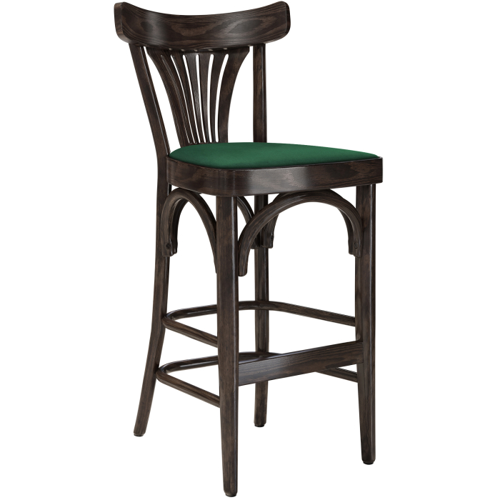 Cabris | Sgabello Barhocker in legno | Legno / Velluto | Wengé / Verde | Legno curvato