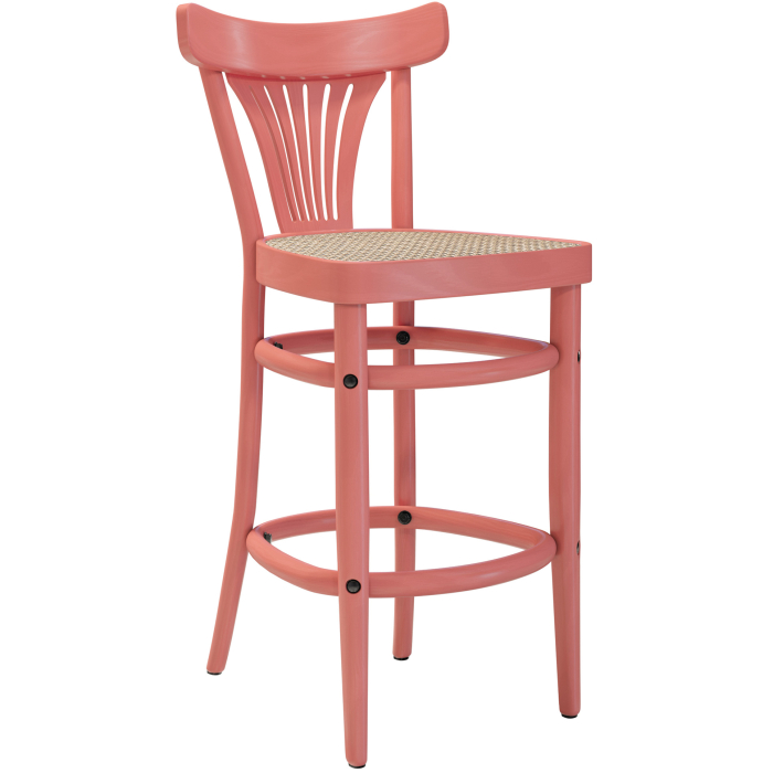 CABRIS | Bentwood Bar Stool | Rattan Woven | Pink | Bentwood