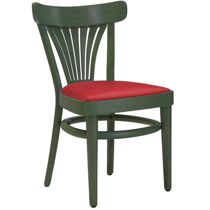 CABRIS | Chaise en bois courbé | Bois / Cuir Rouge | Vert Olive | Bois courbé