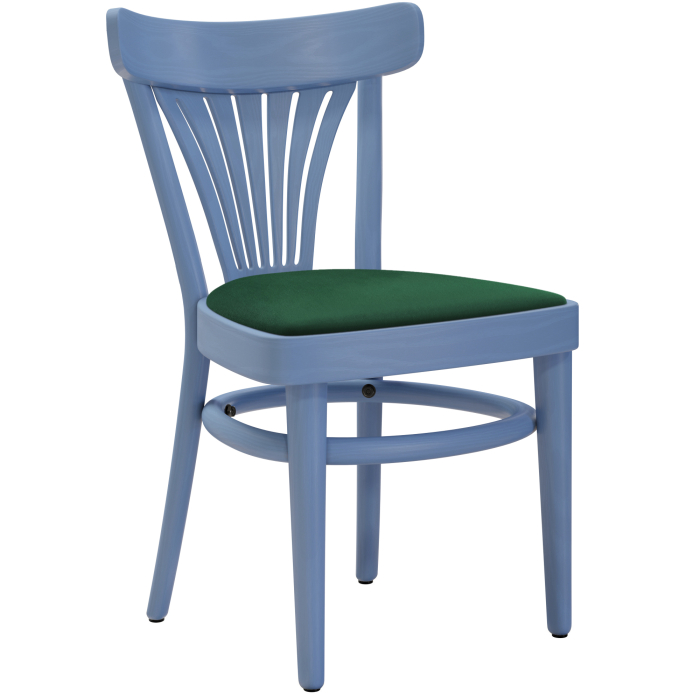 CABRIS | Buisvormige houten stoel | Hout / Fluweel Groen | Blauw | Buisvormige houten stoel