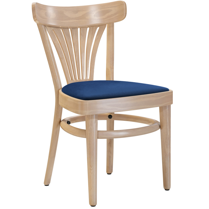 CABRIS | Sedia in legno curvato | Legno / Velluto Blu | Quercia | Legno curvato
