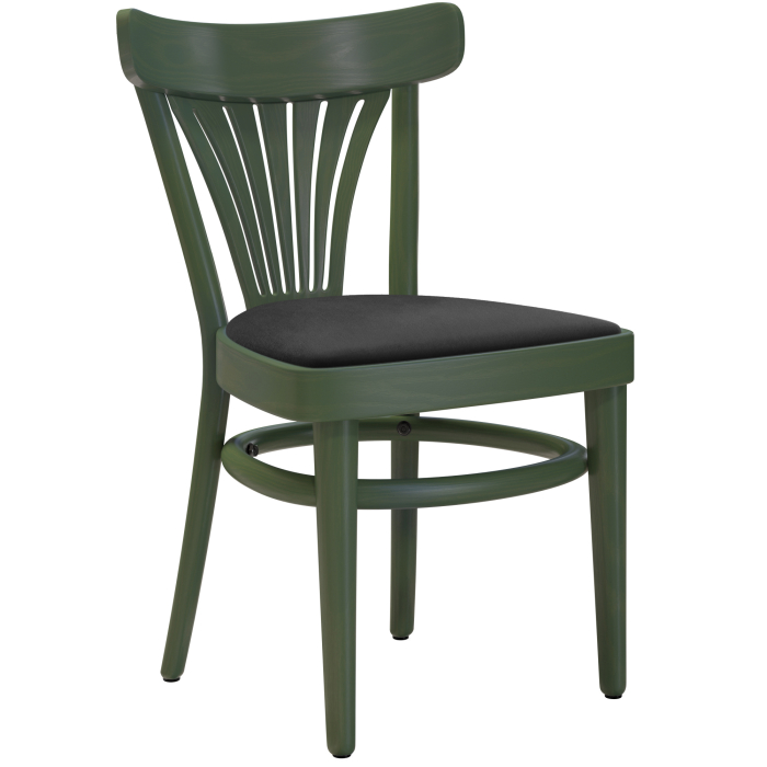 CABRIS | Chaise en bois courbé | Bois / Velours noir | Vert olive | Bois courbé