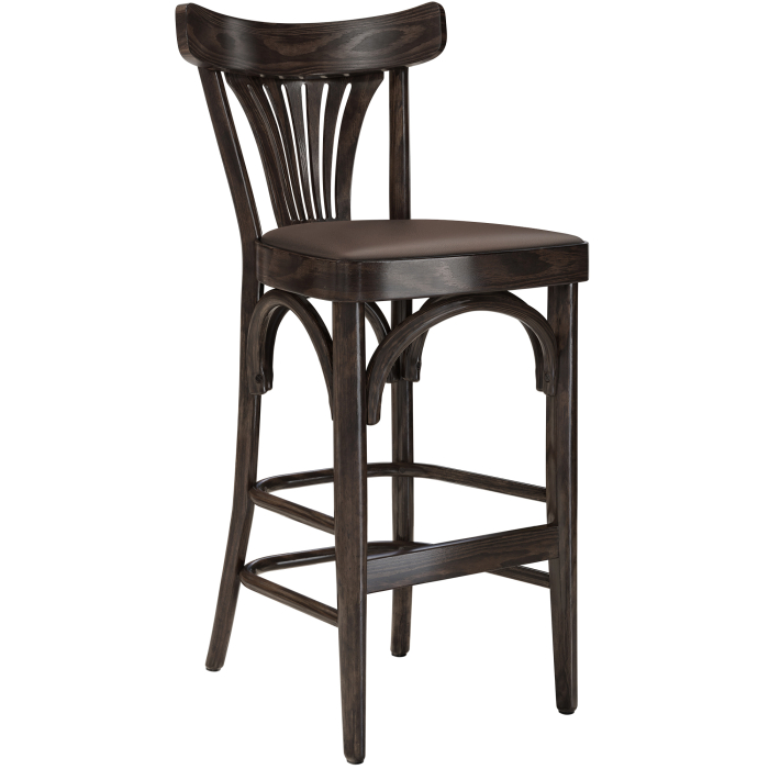 Cabris | Sgabello Barhocker in legno | Legno / Pelle | Wengé / Marrone | Legno curvato