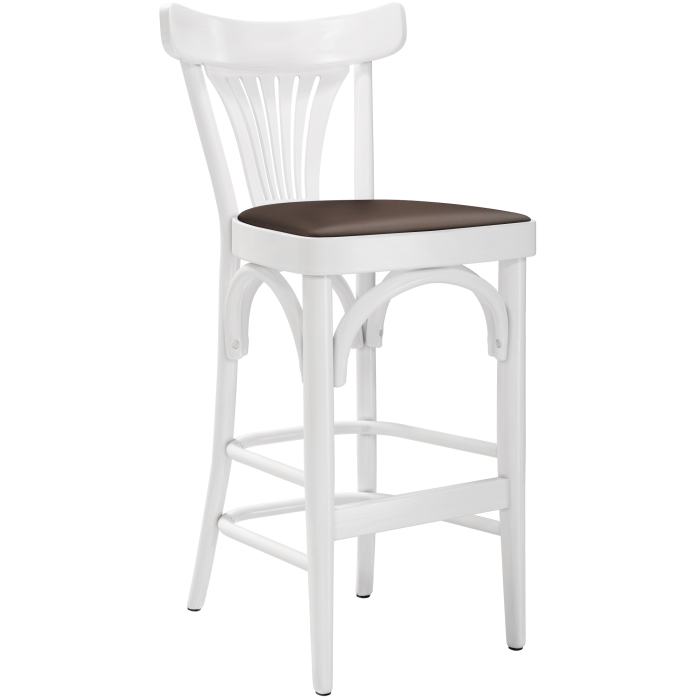 Cabris | Sgabello Barhocker in faggio | Legno / Pelle | Bianco / Marrone | Faggio
