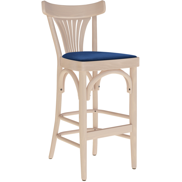 Cabris | Bugholz Barhocker | Holz / Samt | Eiche / Blau | Bugholz