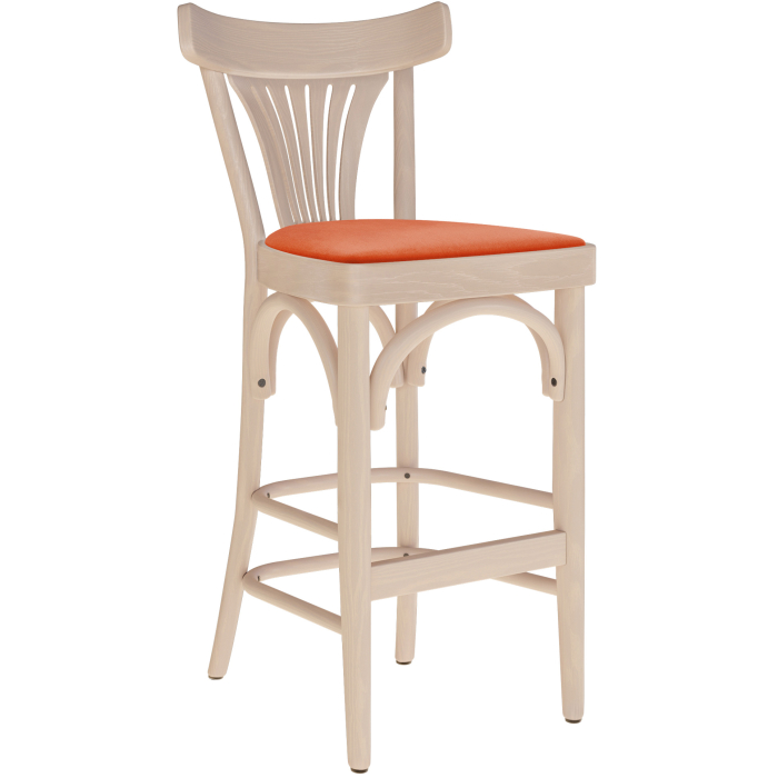 Cabris | Bugholz Barhocker | Holz / Samt | Eiche / Orange | Bugholz