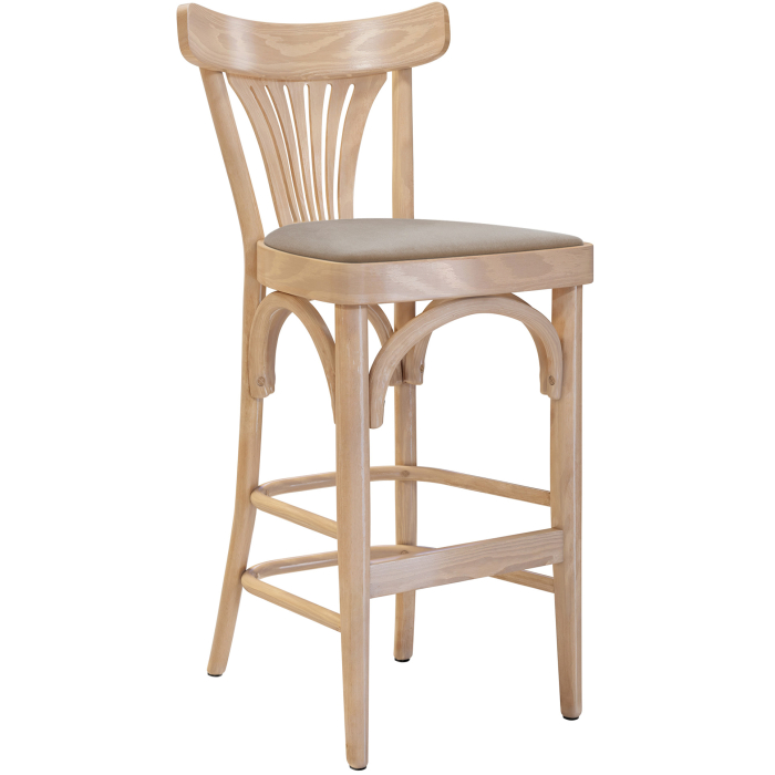 Cabris | Sgabello Alto in legno curvato | Legno / velluto | Rovere / Taupe | Legno curvato