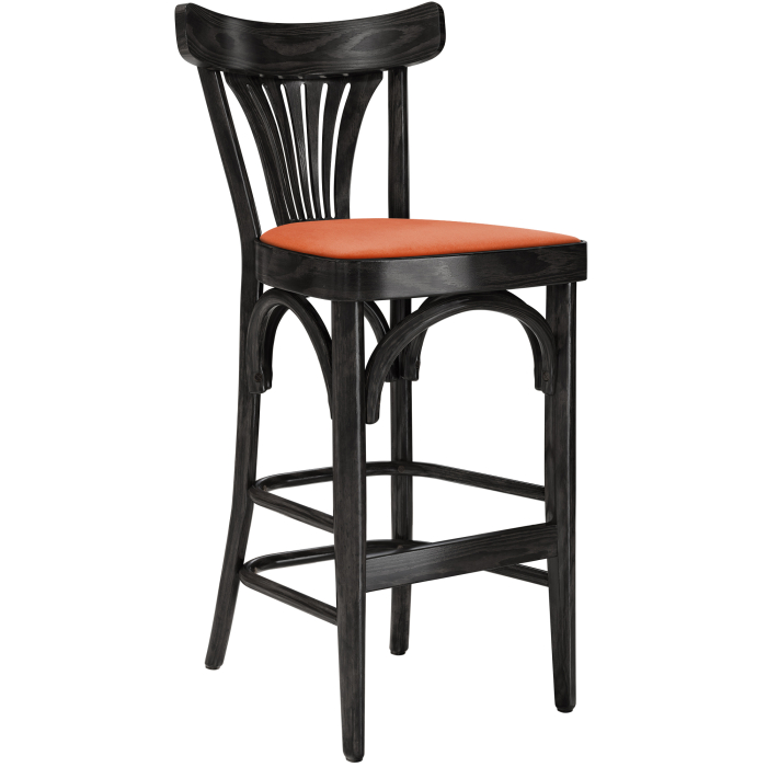 Cabris | Bugholz Barhocker | Holz / Samt | Schwarz / Orange | Bugholz