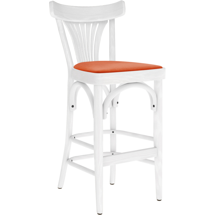 Cabris | Bugholz Barhocker | Holz / Samt | Weiß / Orange | Bugholz