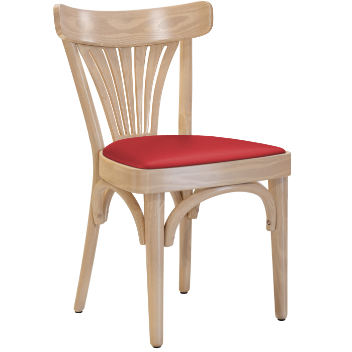 Cabris | Chaise en bois ash | Bois / Cuir | Chêne / Rouge | Bois moulé