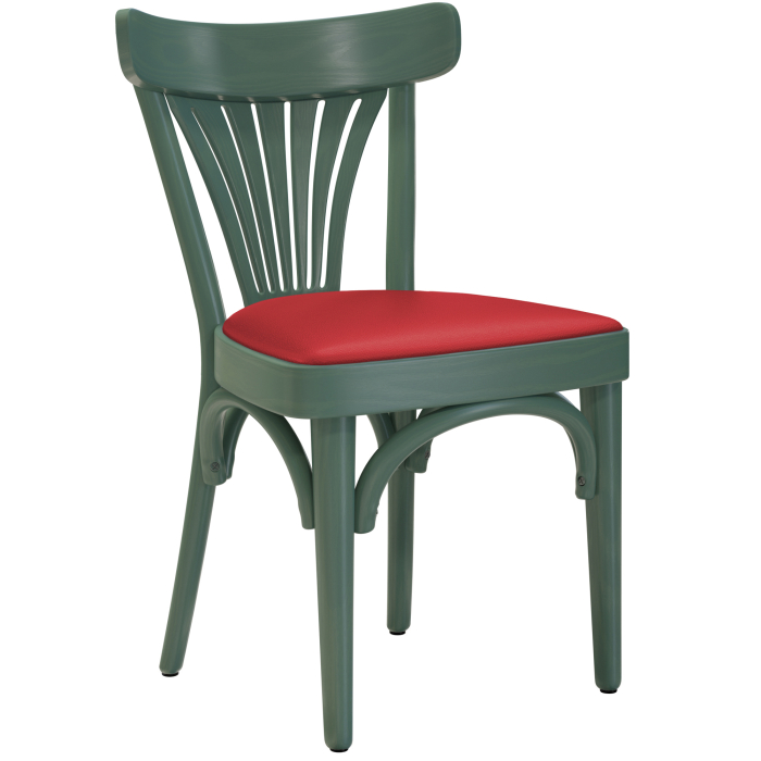 Cabris | Chaise en bois veneer | Bois / Cuir | Vert / Rouge | Bugholz