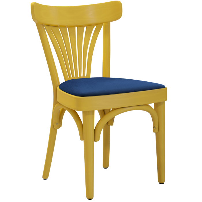 Cabris | Bureaustoel | Hout / Fluweel | Geel / Blauw | Bugholz